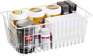 SANNO 14" Freezer Baskets Wire Storage Baskets for Organizing Pantry Organization Bins Cabinets - Metal Basket Kitchen, Laundry, Garage, Fridge, Bathroom Countertop Organizer