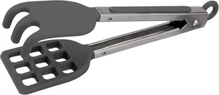 Tovolo Waffle Tongs Mini Silicone Kitchen Tongs for Cooking Serving Flat Stainless Steel Small Tongs with Silicone Tips for Salads Belgian Waffles Air Fryer Appetizers Dishwasher Safe Charcoal Gray