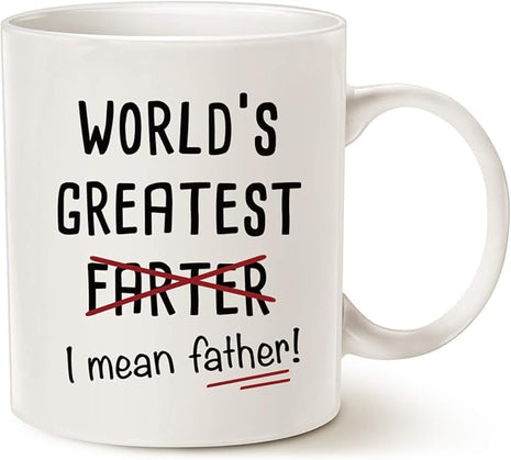 Funny Best Dad Coffee Mug, World's Greatest F, I Mean Father, Best Cute Birthday Gifts for Dad Cup White, 11 Oz
