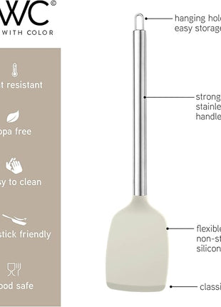 COOK WITH COLOR Silicone Cooking Utensils, Kitchen Utensil Set, Easy to Clean Silicone Kitchen Utensils, Cooking Utensils for Nonstick Cookware, Kitchen Gadgets Set, 10 Pieces, Brown