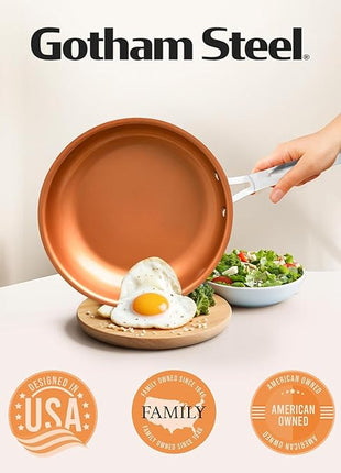 Gotham Steel 11 Inch Non Stick Frying Pan Nonstick Pan with Ceramic Copper Coating for Long Lasting Nonstick Frying Pan Skillet for Cooking with Stay Cool Handle, Oven/Dishwasher Safe, Non Toxic