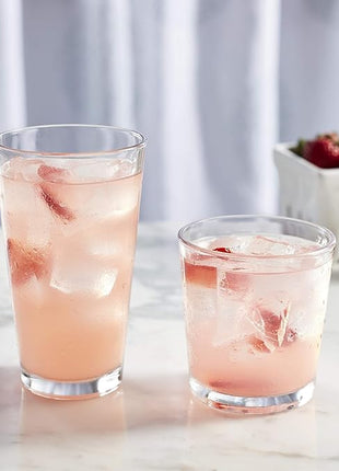 Libbey Flare Tumbler and Rocks Glasses Set, Stylish Lead-Free Drinking Glasses Set of 16, Versatile Dishwasher Safe Kitchen Glassware Set for Parties