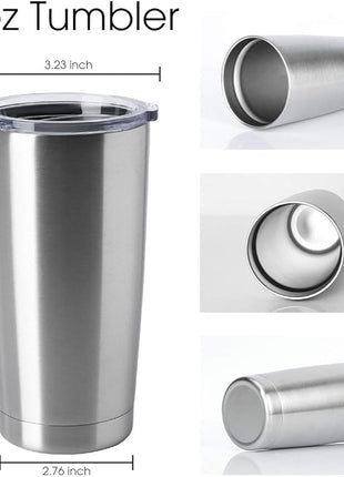 HASLE OUTFITTERS 20oz Stainless Steel Tumblers Bulk, Insulated Travel Cup with Lid, Double Wall Vacuum Coffee Mug for Cold & Hot Drinks 4 Pack, Silver