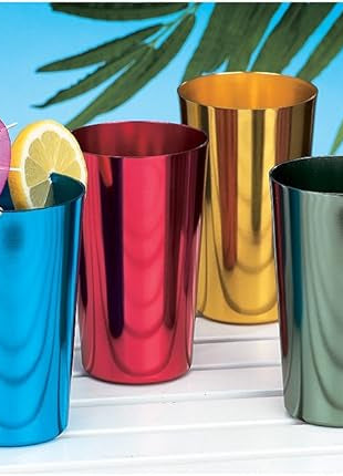 ALUMINUM TUMBLERS Retro Jewel Aluminum Colored Tumblers Cups Set of 6, Multicolor,