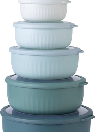 COOK WITH COLOR Prep Bowls with Lids- Wide and Deep Nesting Plastic Small Mixing Bowl Set with Lids, 12 Piece Set - Wide Bowls, Teal