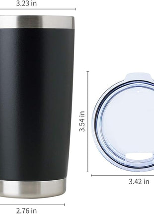 DOMICARE 20oz Stainless Steel Tumbler Bulk with Lid, Double Wall Vacuum Insulated Travel Mug, Powder Coated Coffee Cup, Powder Black, 1 Pack
