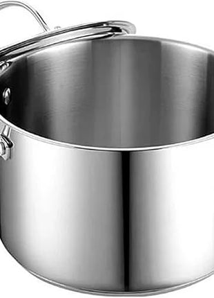 Cooks Standard Dutch Oven Casserole with Glass Lid, 6-Quart Classic Stainless Steel Stockpot, Silver