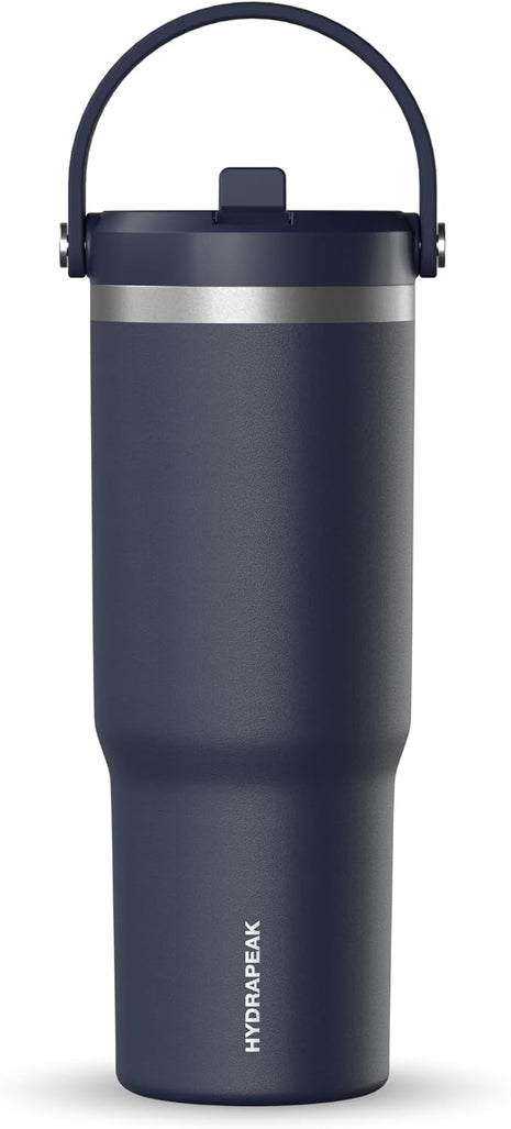 Hydrapeak Nomad 32 oz Tumbler with Handle and Straw Lid, Leakproof, Double Insulated, 32oz Cup, Stainless Steel | Navy