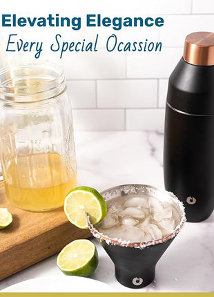 SNOWFOX Premium Vacuum Insulated Stainless Steel Martini Glass, Set of 2, Martinis Stay Icy Cold, Stemless Cocktail Glasses, Elegant Home Entertaining, Bold Beautiful Barware Set, 8 oz, Blue