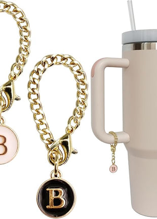 Letter Charm Accessories for Stanley Cup 2PCS Initial Name ID Personalized Handle Charm for Stanley Tumbler