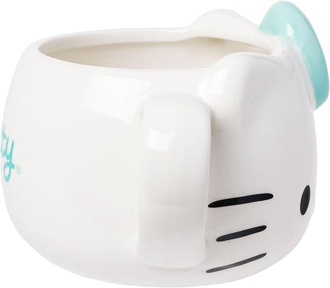 Silver Buffalo Sanrio Hello Kitty Light Blue Bow Ceramic 3D Sculpted Mug, 20 Ounces