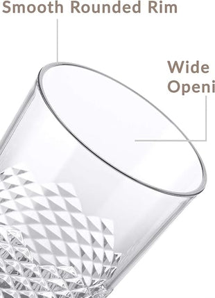 Cupture Diamond Plastic Tumblers BPA Free, 24 oz/14 oz, 8-Pack (Clear)