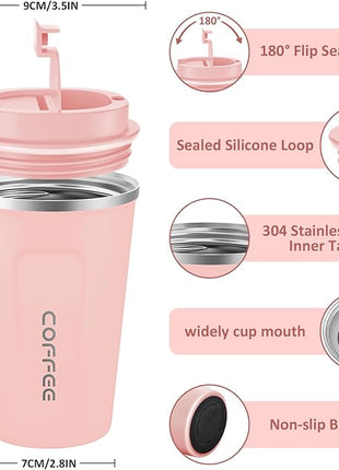 CS COSDDI 12 oz Stainless Steel Vacuum Insulated Tumbler - Coffee Travel Mug Spill Proof with Lid - Coffee Cups for Keep Hot/Ice Coffee,Tea and Beer