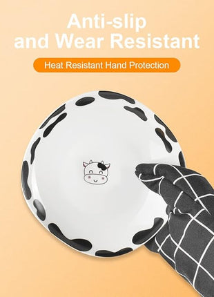 AUAUY Oven Mitts and Pot Holders 6PCS Set, 392°F Heat Resistant Cooking Gloves and Hot Pads Baking Mittens Grilling Gloves BBQ Gloves Non-Slip Kitchen Mittens for Oven Cooking Baking Grilling