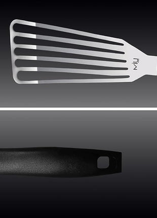 MIU Fish Spatula Stainless Steel, Slotted Flexible Metal, Lightweight Barbecue Turner, 6.5 inch Blade, Plastic Handle with Hole, Grilling Utensils