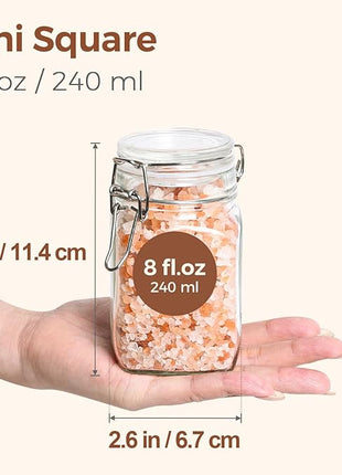 ComSaf Small Glass Jars with Airtight Lid Set of 6, Spice Jars 8 oz, Mason Jars 8 oz, Small Canning Jar, 8oz Jars with Lids for Kitchen, Jam, Jelly, Honey, Herb, Candy, Beans, Dessert, Sugar, Parfait