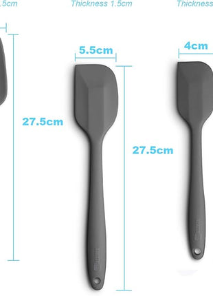 Silicone Spatula 3-piece Set, Ergonomic Handle High Heat-Resistant Spatulas, Non-stick Rubber Spatulas with Stainless Steel Core, Grey