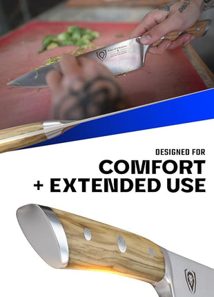 Dalstrong Chef Knife - 8 inch Blade - Gladiator Series - Forged High Carbon German Steel - Razor Sharp Kitchen Knife - Professional Full Tang Knives - Olive Wood Handle - Sheath - NSF Certified
