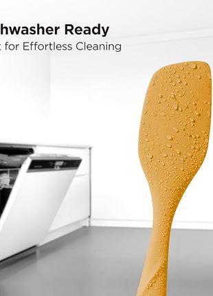 Kitchen Mama WaltzGrip Platinum Silicone Scraping Spatula: Heat Resistant, Seamless, Non Stick for Frying Pan Cookware, Safe, Flexible Bowl Scraper - Ideal for Mixing, Baking, Stirring (Yellow)