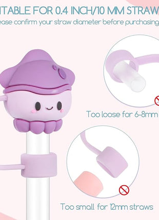Needbrock 8 PCS Straw Covers Cap for Stanley Cup, Silicone Straw Topper for Stanley 30&40 Oz Tumbler, Cute Straw Caps in Various Shapes Reusable Straw Caps for Stanley Cup Accessories, 10mm