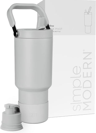 Simple Modern Trek Pivot | 30oz Flip Straw Tumbler with Handle | Water Bottle & Boot | Interchangeable Straw & Chug Lids | Insulated Stainless Steel Jug | Gym Sports Outdoors | Ice Gray