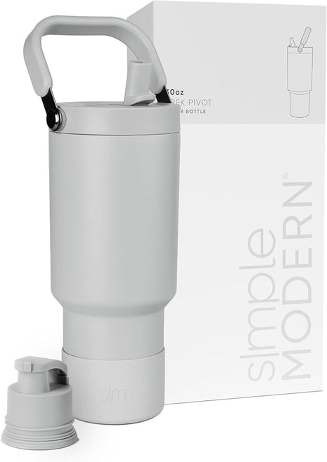 Simple Modern Trek Pivot | 30oz Flip Straw Tumbler with Handle | Water Bottle & Boot | Interchangeable Straw & Chug Lids | Insulated Stainless Steel Jug | Gym Sports Outdoors | Ice Gray