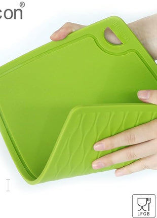Liflicon Extra Large Thick Silicone Cutting Board 14.6'' x 10.43'' Chopping Board Flexible Cutting Mats Dishwasher Safe-Green