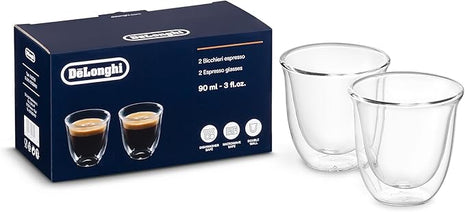 DeLonghi 3oz Espresso Double Wall Thermal Glasses, Set of 2
