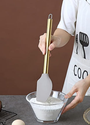 Gold Spatulas, Berglander Non-stick Silicone Flexible Scrapers Baking Mixing Tool With Titanium Gold Plating Handle, Baking Tools, Heat Resistant, Dishwasher Safe, Easy to Clean