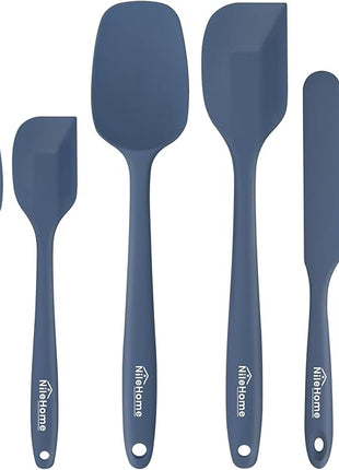 NileHome Silicone Spatula Set, 6 Packs Food Grade Kitchen Utensils with Silicone Brush Heat Resistant BPA-free Rubber Spatula for Scraping, Baking, Cooking, Mixing, Haze blue