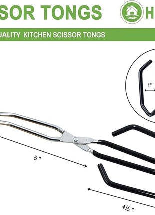 Stainless Steel Scissor Tongs with Black Handle 11-Inch Heavy Duty Wire Tongs