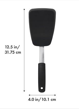 OXO Good Grips Large Silicone Flexible Turner & 65191 Good Grips Nylon Flexible Turner, Black