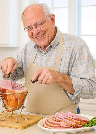 HIC Kitchen Roasting Wire Spiral Ham Roasting Rack, Chrome-Plated Steel, For Baking And Carving Ham Up To 10-Pounds