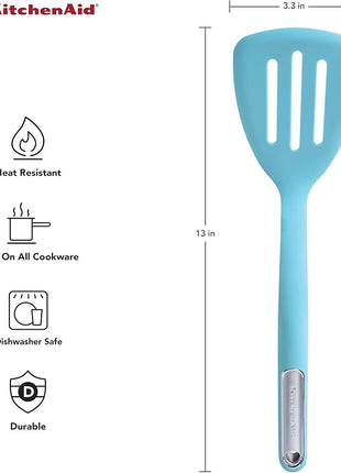 KitchenAid Silicone Slotted Turner, Aqua Sky