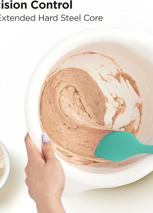 Kitchen Mama WaltzGrip Platinum Silicone Scraping Spatula: Heat Resistant, Seamless, Non Stick for Frying Pan Cookware, Safe, Flexible Bowl Scraper - Ideal for Mixing, Baking, Stirring (Teal)