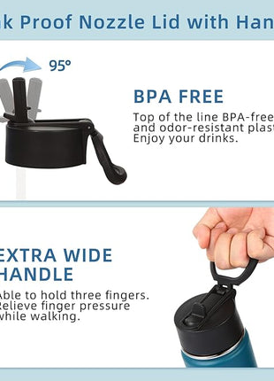 Volhoply 18oz Kids Insulated Water Bottle,Stainless Steel Water Bottles with Straw Lid,Wide Mouth Reusable Metal Sports Water Flask,Double Wall Vacuum Travel Cups For Cold Drink(Dark Night,1 Set)