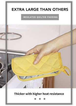 Joyhalo 4 Pack Pot Holders for Kitchen,Cotton Oven Holder with Great Heat Resistance,Non Slip Hot Pads for Kitchen Clearance,Yellow