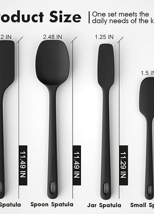 4 Pieces Silicone Spatula Set, Food Grade Rubber Spatula, Upgrade Strong Handle with Ergonomic Grip, Heat Resistant for Nonstick Cookware, Cooking
