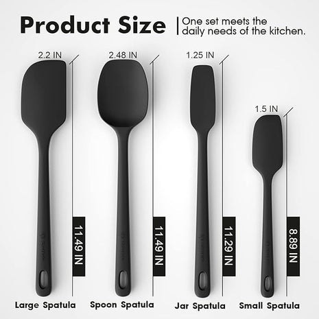 4 Pieces Silicone Spatula Set, Food Grade Rubber Spatula, Upgrade Strong Handle with Ergonomic Grip, Heat Resistant for Nonstick Cookware, Cooking