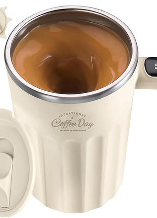 Self Stirring Mug,Self Stirring Coffee Mug,Suitable for Coffee, Milk, Cocoa and Other Beverages (Cream-temperature, 12 Ounces)