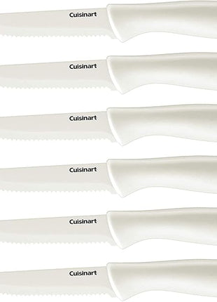 Cuisinart C55-6PCSW Advantage Color Collection 6-Piece Ceramic Coated Steak Knife Set, White