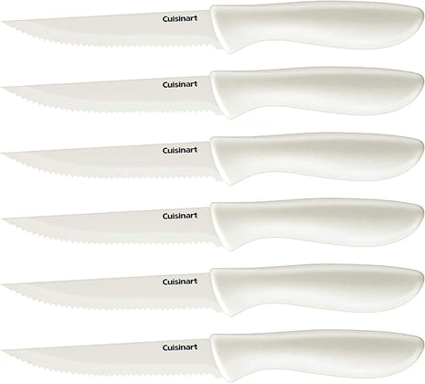 Cuisinart C55-6PCSW Advantage Color Collection 6-Piece Ceramic Coated Steak Knife Set, White