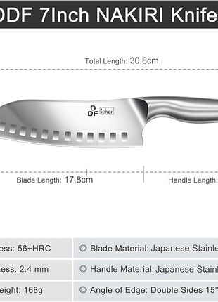 DDF iohEF Kitchen Knife, Chef's Knife In Japanese Stainless Steel Professional Santoku Cooking Knife, 7 Inch Non-slip Ultra Sharp Knife with Ergonomic Handle