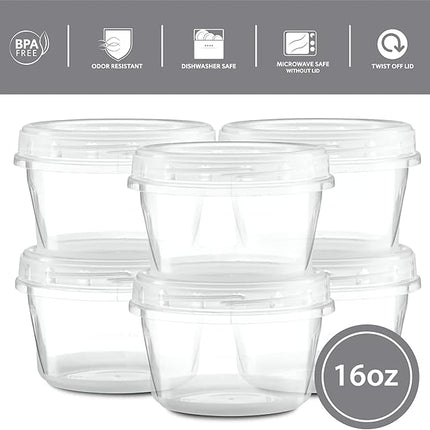 (16 Ounce 20 Pack) Clear Twist cap ContainersWith Screw on Lids Twist Top Food Storage Freezer Containers