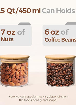 ComSaf 0.5 Qt Glass Food Storage Jars Set of 9, Clear Glass Storage Containers with Lids, Pantry Organization Jar, Spice, Salt, Blooming Tea, Coffee, Oat and Sugar Container, Small jar Set for Kitchen