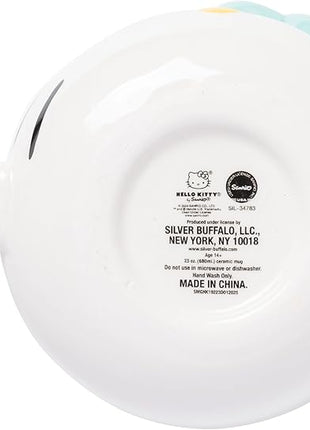 Silver Buffalo Sanrio Hello Kitty Light Blue Bow Ceramic 3D Sculpted Mug, 20 Ounces