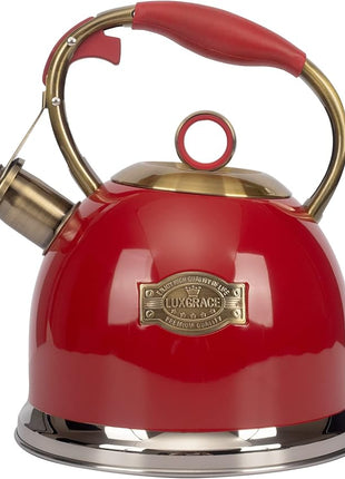 Tea Kettle, Stovetop Whistling Teapot, Stainless Steel, Black, 3.0-Quart