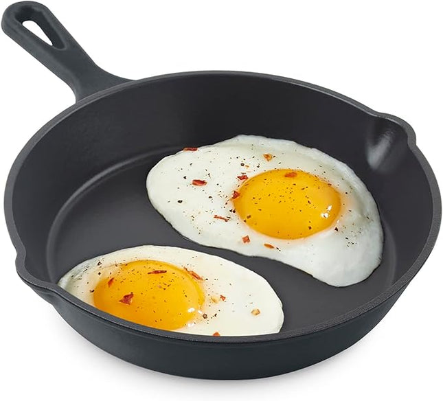 DASH Zakarian 7.5" Nonstick Cast Iron Skillet with Pour Spouts for Searing, Baking, Grilling, Roasting and More - Black