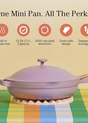 Our Place Mini Always Pan 2.0-8.5” (1.2 Qt) Nonstick, Toxin-Free Ceramic Cookware | Patented 10-in-1 Aluminum Frying & Sauté Pan | Safe for Oven, Induction & All Cooktops up to 450°F | Lavender