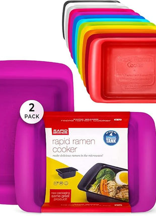 Rapid Ramen Cooker | Microwavable Cookware for Instant Ramen | BPA Free and Dishwasher Safe | Perfect for Dorm, Small Kitchen or Office | Purple, 2 Pack